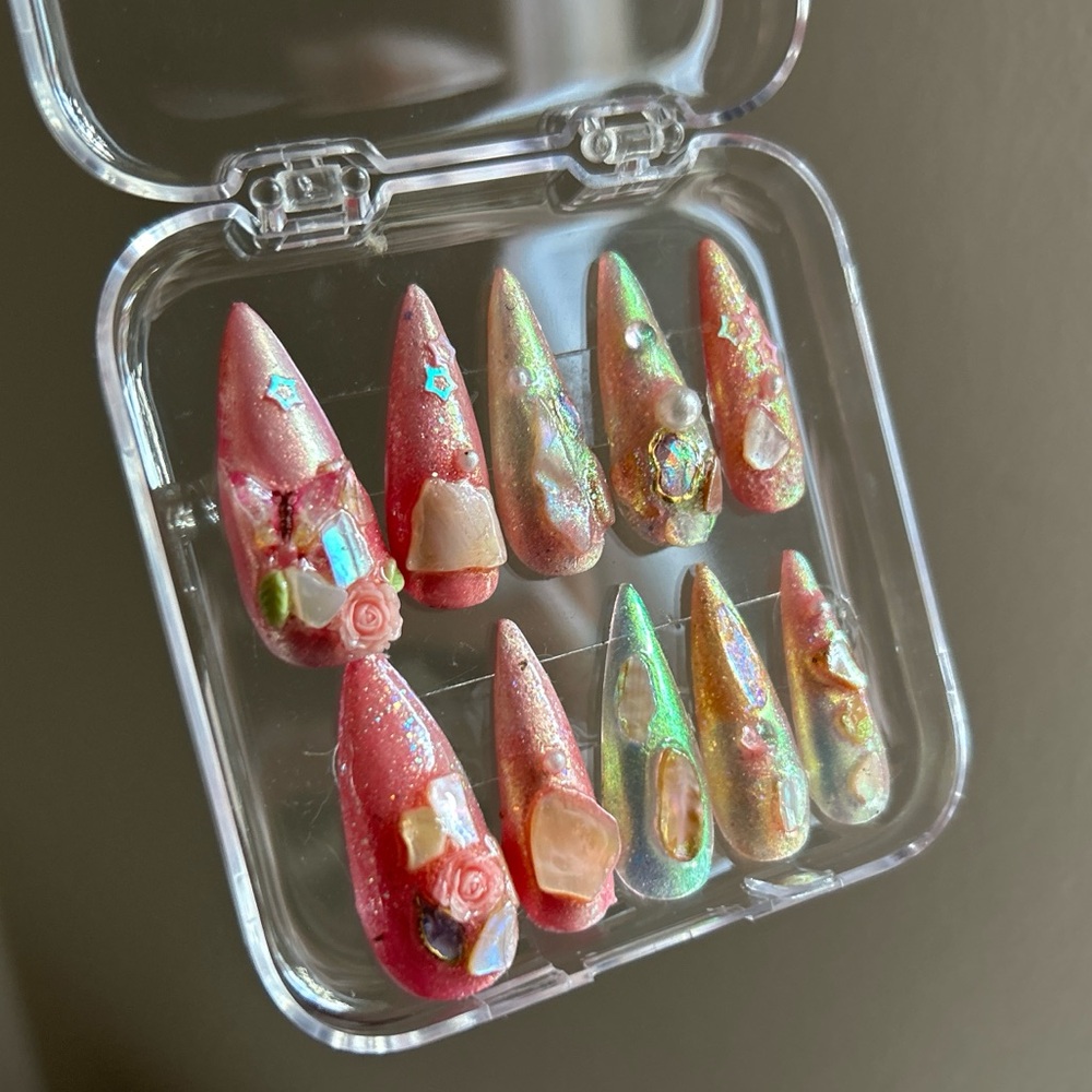 One of a kind iridescent press on nails